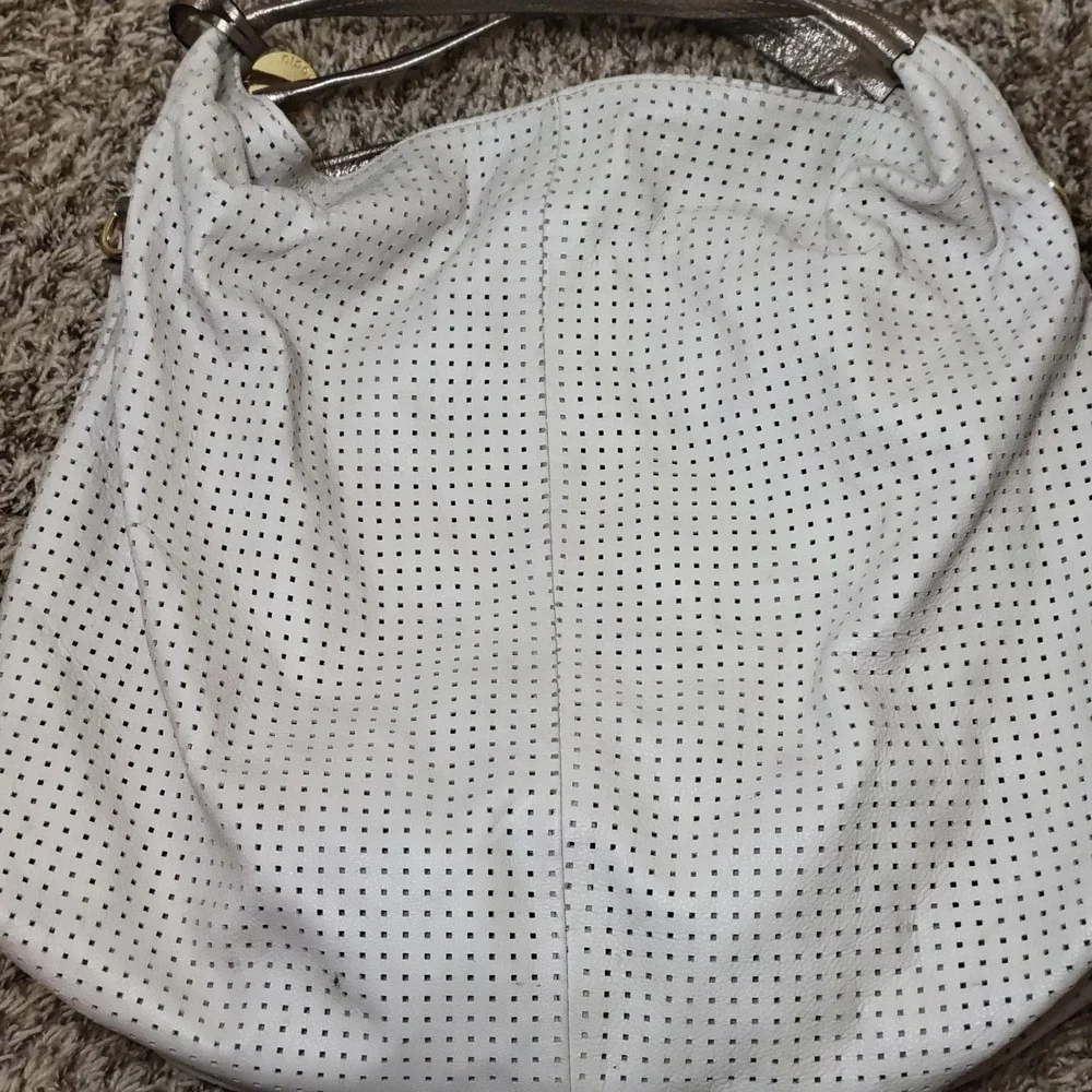 Laura Di Maggio Women's Leather Satchel Hobo Style Handbag Off White XL - Picture 2 of 14